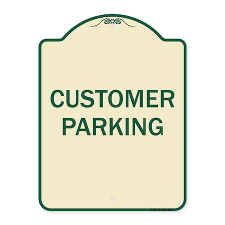 Signmission Designer Series Sign-Customer Parking, Tan & Green Heavy-Gauge Aluminum, 24" x 18", TG-1824-9855 A-DES-TG-1824-9855
